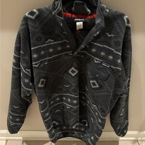 Patagonia Synchilla Eyota Forge gray black Aztec southwestern fleece pullover L